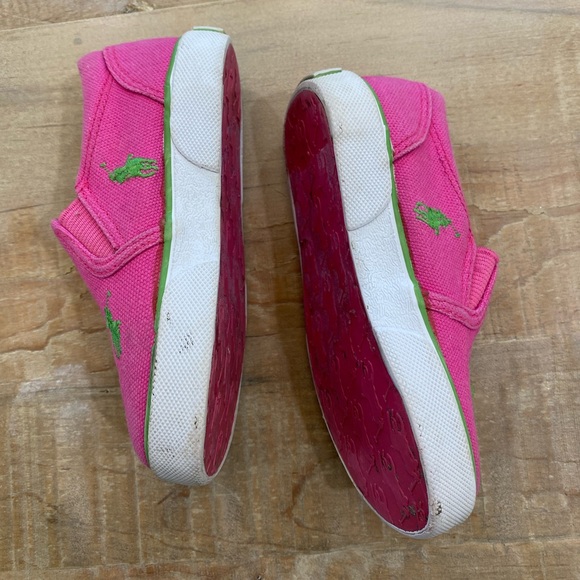 Baby girls Polo Ralph Lauren pony logo girls pink sneakers canvas shoe - Picture 4 of 14